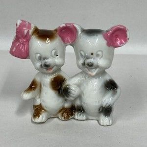 Vintage Mice Best Friends Ceramic Figurine Boy & Girl Mouse Statue 2.75 Inches